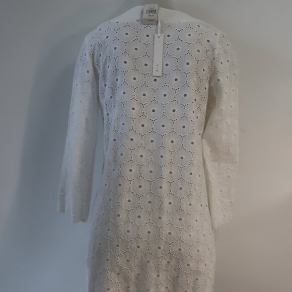 NWT Womens Vix White Solid Eyelet Lace V-Neck Swim Cover-Up Tunic Dress M - Picture 7 of 11